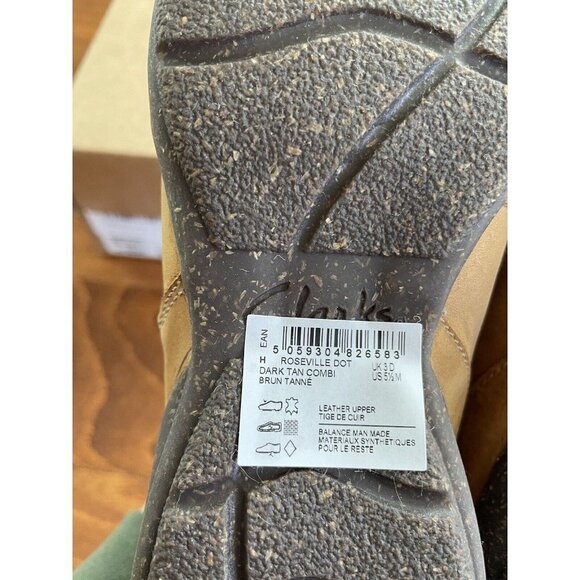 Clarks Collection Leather Slip-Ons - Roseville Dot Tan Size 5.5 M NEW - Picture 7 of 7